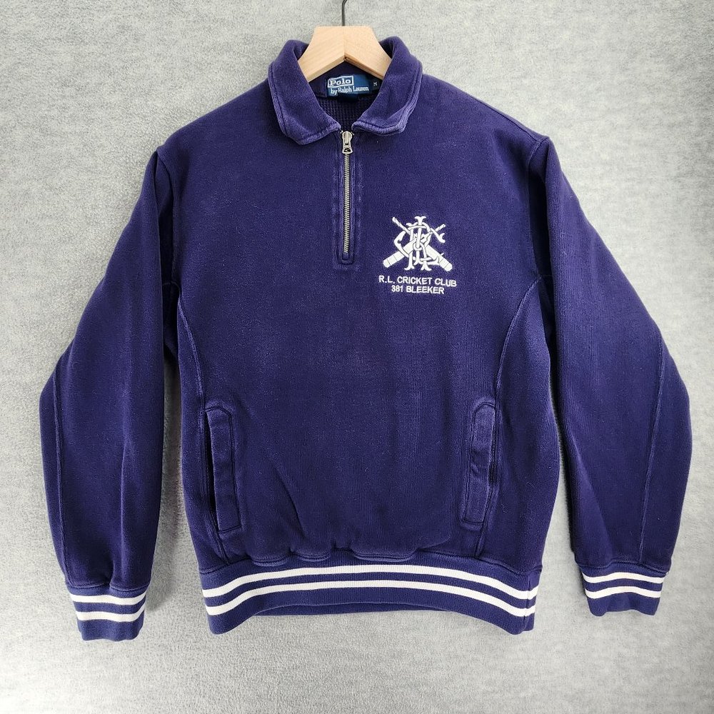 Vintage Polo Ralph Lauren Sweater Mens Medium Blue Cricket Club 381 Bleeker